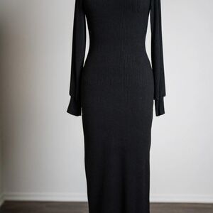 Sozy Black Ribbed Long Sleeve Sweater Tonia Dress Size Small